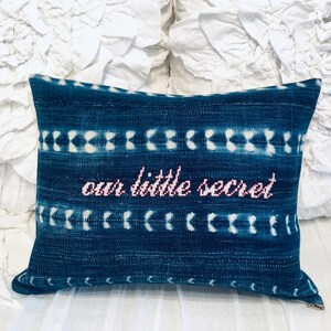 Vintage Indigo Cross-Stitched Pillows
