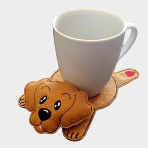 Golden Retriever Dog Breed Washable Felt Drink Coaster Mug Rug (mug not included)