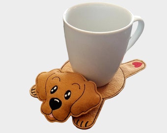 Golden Retriever Dog Breed Washable Felt Drink Coaster Mug Rug (mug not included)