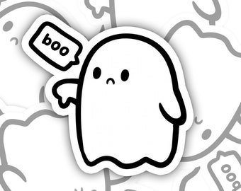 Cute Ghost Sticker, Kawaii Ghost Magnet, Halloween Sticker, Funny Ghost Sticker, Sad Ghost, Halloween Theme Sticker, Water Bottle Decal, Boo