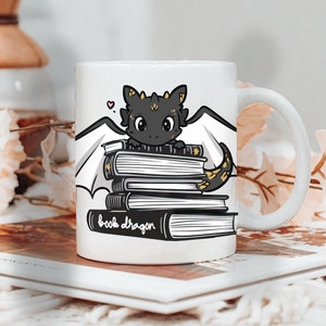 Book Dragon Mug, Bookish Mug, Bookworm Coffee Cup, Bookish Gift, Literary Gift, Fantasy Reader, Gifts for Readers, Dragon Lover Gift