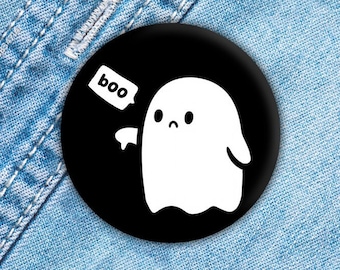 Funny Ghost Pin, Halloween Button, Ghost Keychain, Kawaii Halloween, Cute Ghost Button, Backpack Pin, Fridge Magnet, Keychain