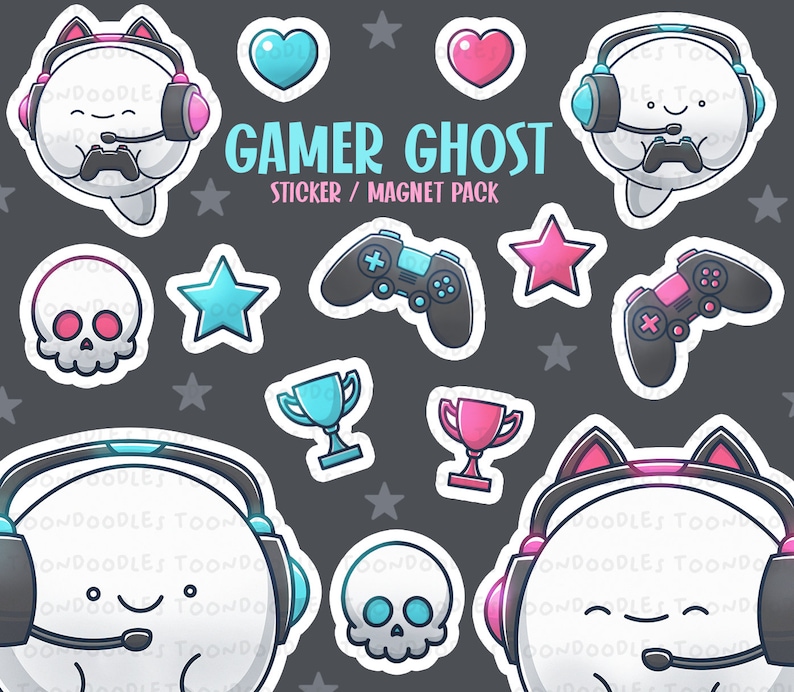 Gamer Ghost Sticker Magnet Pack