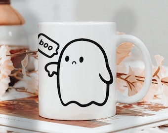 Boo Ghost Mug, Kawaii Ghost Mug, Halloween Mug, Funny Ghost Mug, Halloween Coffee Cup, Funny Coffee Mug, Kawaii Ghost Cup, Ghost Lover