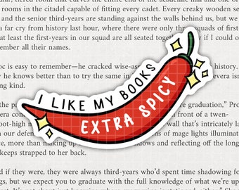 I Like My Books Spicy Sticker, Bookish Sticker, Kindle Sticker, Spicy Book Lover, Smutty Book Lover, Smut Reader Sticker, Spicy Chili Pepper