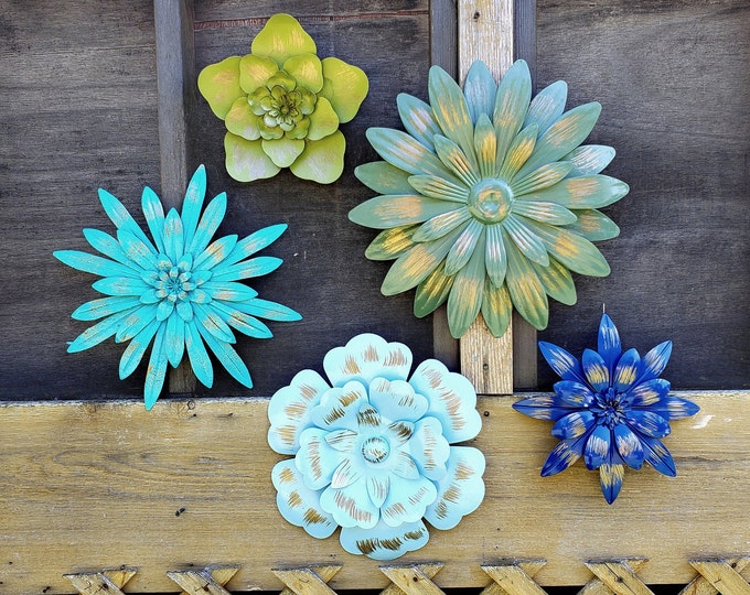 Metal Flower Wall Art/ Garden Wall Art/ Fence Flowers/ Metal Etsy