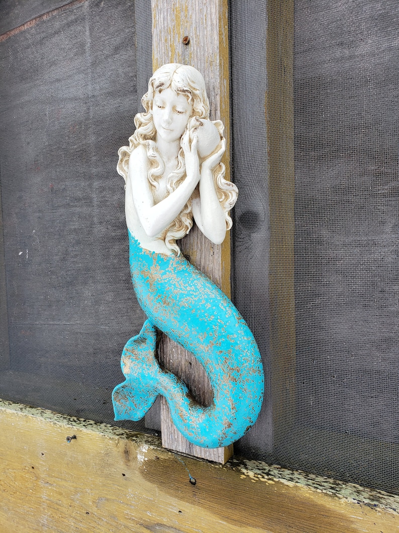 4 Pcs Mermaid Wall Decor Wooden Sign, Mermaid Inspirational Bedroom Decor For Girls, Seaside Themed Wooden Hanging Sign, Inspirational