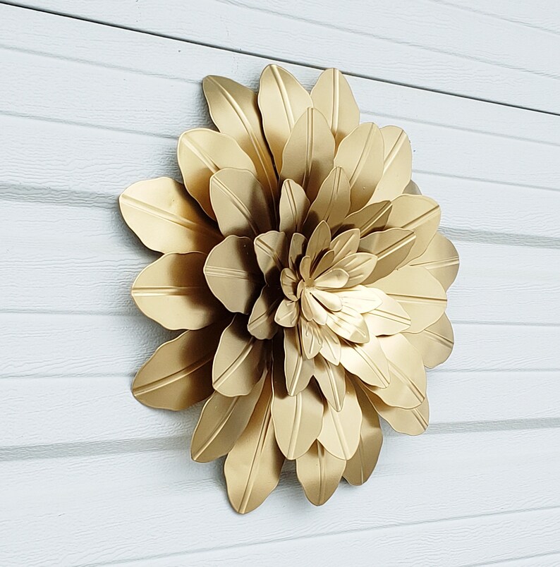 Gold Metal Flower Metal Garden Flowers Large Outdoor Metal Etsy