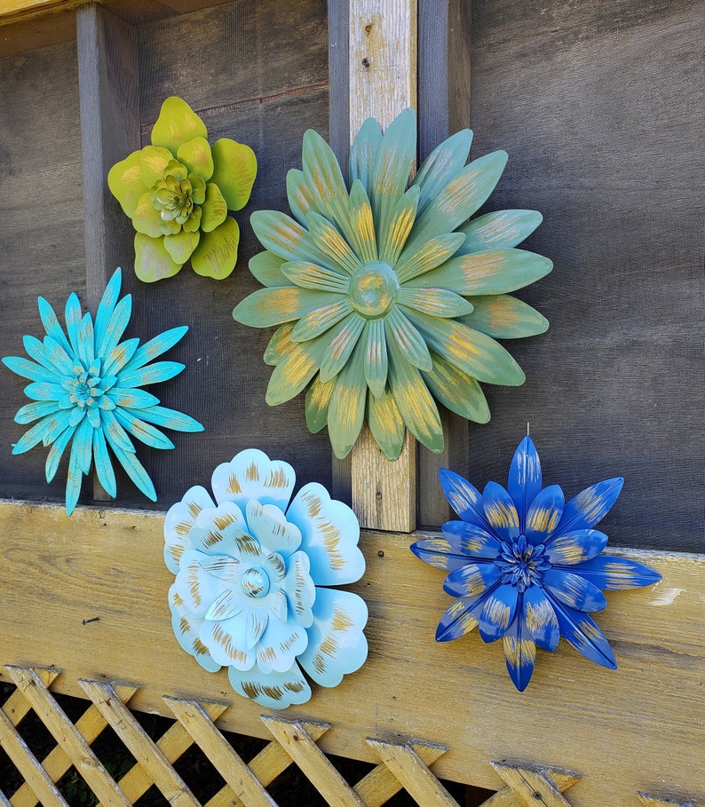 Metal Flower Wall Art/ Garden Wall Art/ Fence Flowers/ Metal Etsy