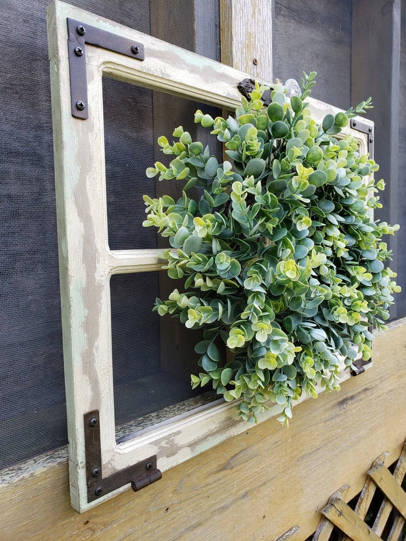 Farmhouse Wreath Window Frame/ Farmhouse Wall Decor/ Rustic Etsy