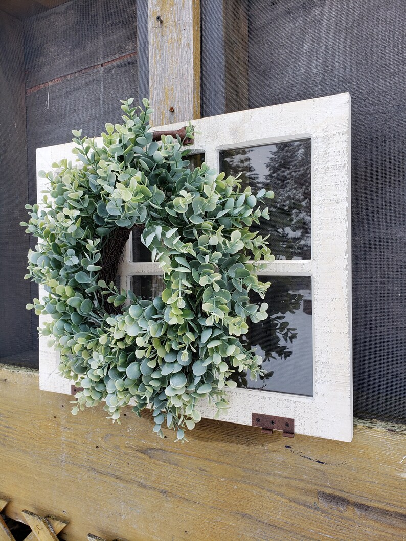 Farmhouse wreath Window frame Farmhouse wall decor Rustic wall Etsy