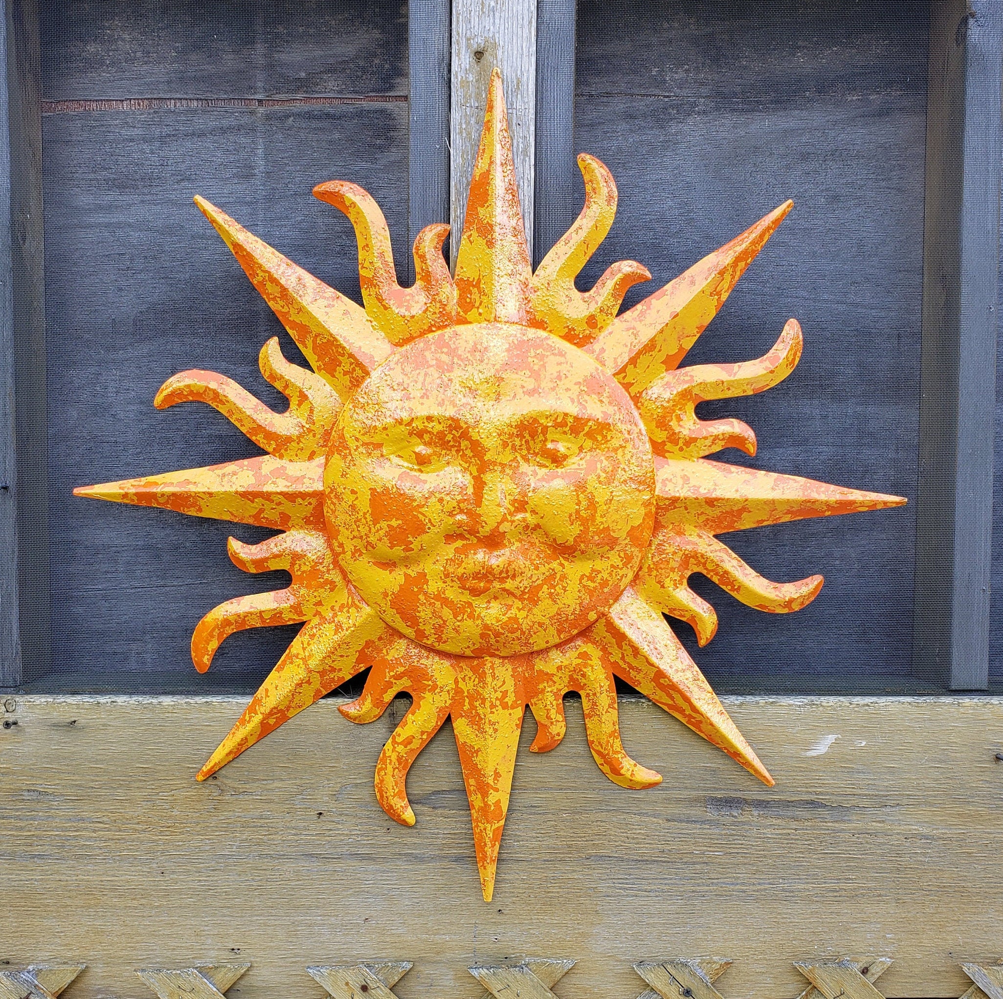 Garden Decor Metal Sun Wall Art Outdoor Wall Art Metal Sun Etsy