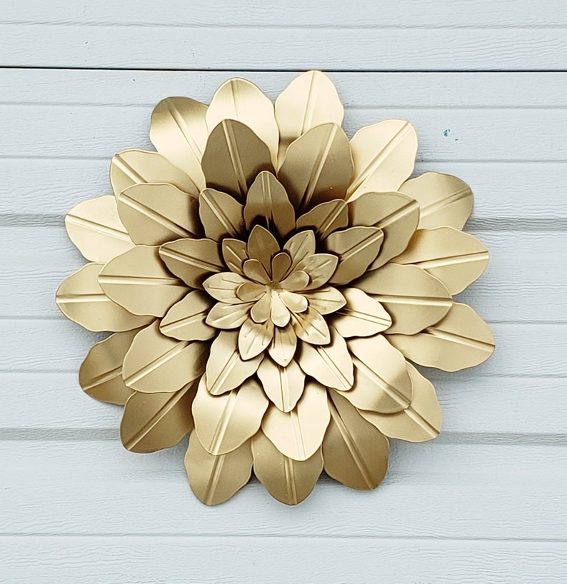 Gold Metal Flower Metal Garden Flowers Large Outdoor Metal Etsy