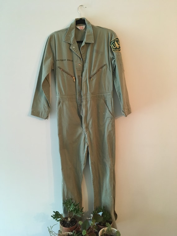 Vintage Women's Forest Service Green Jumpsuit