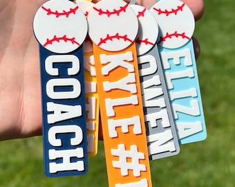 Baseball Bag Tag, Personalized Baseball Keychain with Name & Number, Baseball Coach Gift, Baseball Bag Charm, Baseball Mom Gift, Team Gift