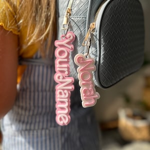 Personalisierte Name Puppe Schlüsselbund, benutzerdefinierte Farben, Kinder Namen Tags, Windel Taschenanhänger, Lunch Box Schlüsselbund, Taschenanhänger