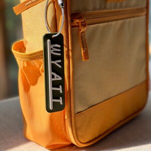 Porte-clés 3D avec étiquette de sac | Livraison rapide | Étiquette de nom Étiquette de bagage Étiquette de sac à langer Étiquette de boîte à luchs Étiquettes de sac à dos Étiquettes de nom pour enfants | Retour à l'école
