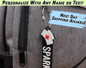 Personalized Nurse Keychain Bag Tag | RN Custom Name Tag, Nurse Backpack Tag, RN Name Keychain, Unique Nurse Gift