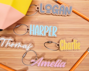 Personalized Backpack Name tags, Kids Custom Backpack Keychains, Kids Name Tags, Diaper Bag Tags, Lunch Box Keychain - Back to School Gifts