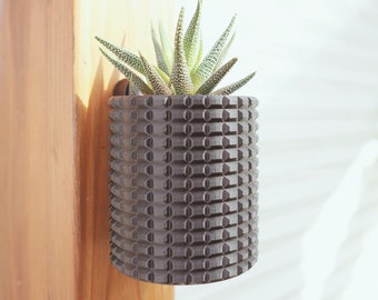 Indoor Planter Wall Pot, Textured Wall Planter with removable drip tray and Hidden Mount. Home Plant Decor. Unique Mother's Day Gift