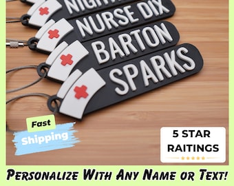 Personalized Nurse Keychain Bag Tag | RN Custom Name Tag, Nurse Backpack Tag, RN Name Keychain, Unique Nurse Gift