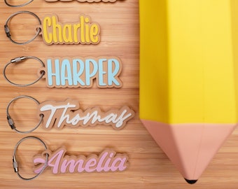 Personalized Backpack Name tags, Kids Custom Backpack Keychains, Kids Name Tags, Diaper Bag Tags, Lunch Box Keychain - Back to School Gifts