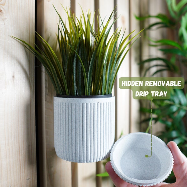 Indoor Planter Wall Pot, Mid-Century Wall Planter with removable drip tray. Modern Home Plant Decor