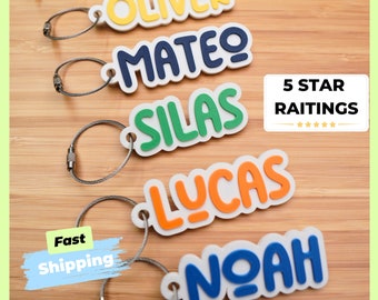 Personalized Backpack Name Keychain, Custom Bag Tag Keychain, Kids Name Tags, Diaper Bag Tags, Lunch Box Keychain - Back to School Gifts