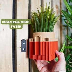 Indoor Planter Wall Pot, Square Mid-Century Wall Planter with removable drip tray. Modern Home Plant Decor.