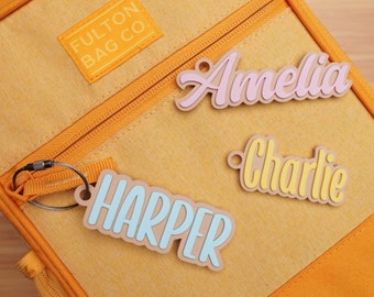 Personalized Backpack Name tags, Kids Custom Backpack Keychains, Kids Name Tags, Diaper Bag Tags, Lunch Box Keychain - Back to School Gifts