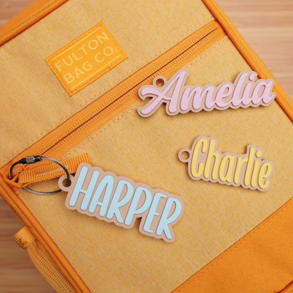 Personalized Backpack Name tags, Kids Custom Backpack Keychains, Kids Name Tags, Diaper Bag Tags, Lunch Box Keychain - Back to School Gifts