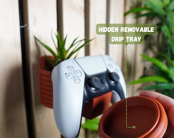 Indoor Wall Planter with Controller Mount, 12 Color Options with Hidden Universal Wall Mount & Drip Tray, Universal Controller Holder