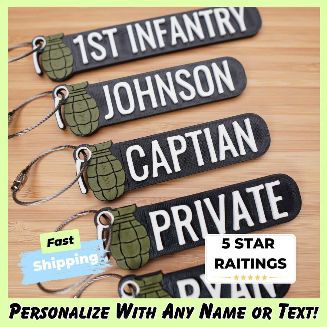 Personalized Military Keychain Bag Tag | Armed Forces Custom Name Tag ...