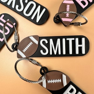 Personalized Football Keychain | Backpack Tags, 3D Printed Keychains, Kid's Name Tags, Sport Keyrings, Charms