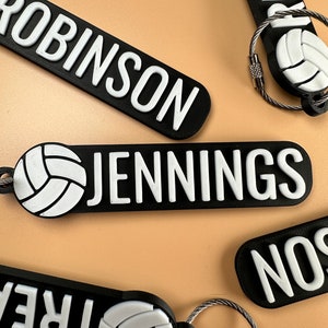 Personalized Volleyball Keychain | Backpack Tags, 3D Printed Keychains, Kid's Name Tags, Sport Keyring - Durable Hard Plastic