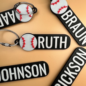 Personalisierte Baseball Keychain | Rucksackanhänger, 3D gedruckte Schlüsselanhänger, Kinder Namen Tags, Sport Schlüsselanhänger, Anhänger