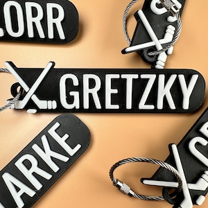 Personalized Hockey Keychain | Backpack Tags, 3D Printed Keychains, Kid&#39;s Name Tags, Sport Keyring - Durable Hard Plastic