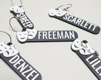 Personalized Musical Theater Keychains | Backpack Tags, 3D Printed Keychains, Kid's Name Tags, Theater and Drama Keyrings, Charms