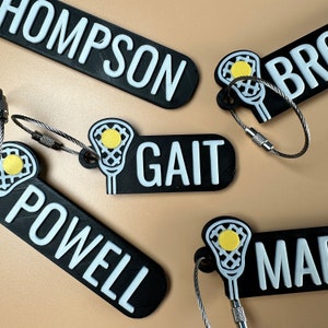 Personalized LaCrosse Keychain | Backpack Tags, 3D Printed Keychains, Kid&#39;s Name Tags, Sport Keyrings, Charms