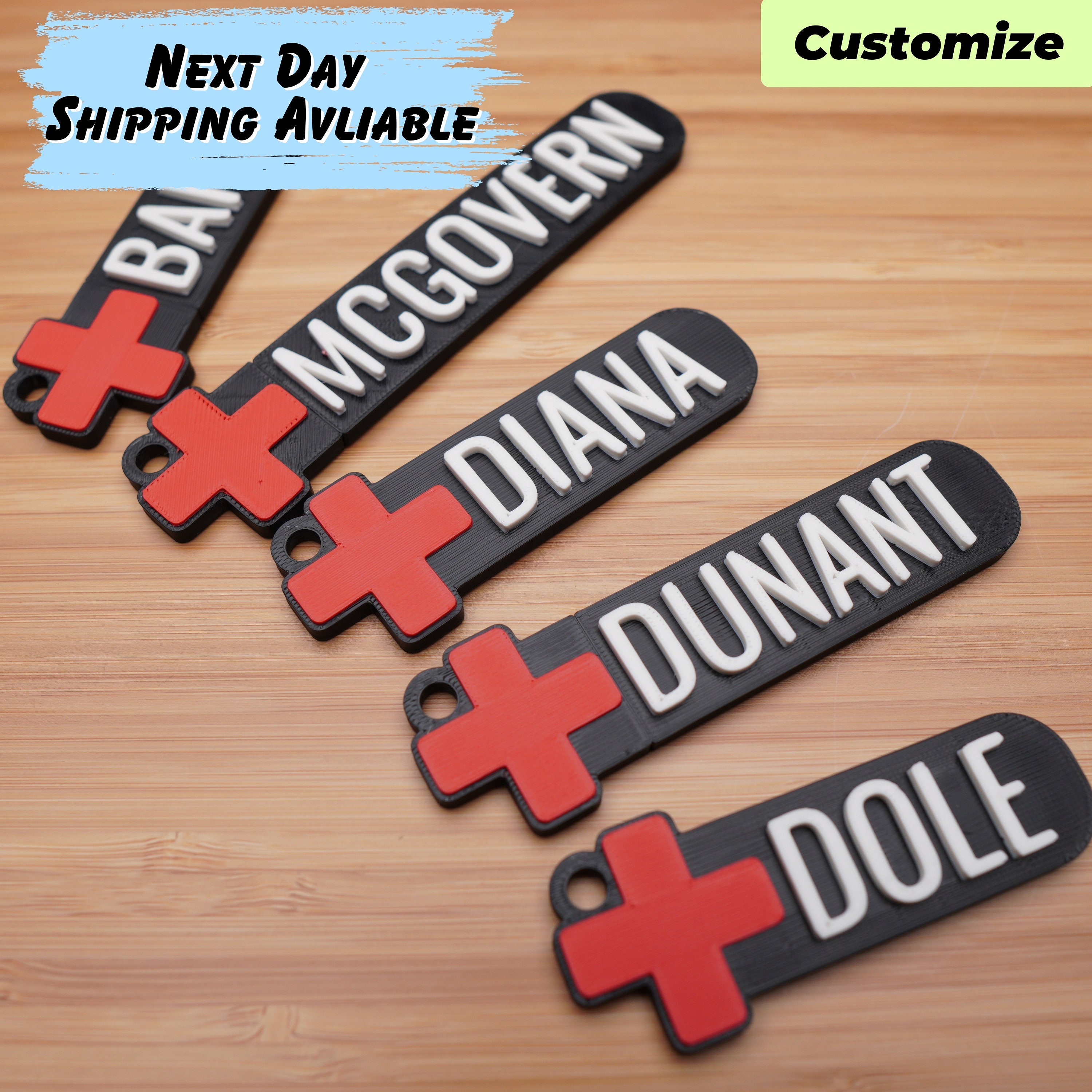 Personalized Red Cross Themed Keychain | Backpack Tags, Custom ...