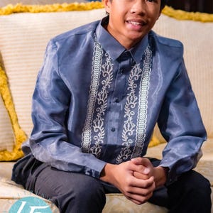 Authentic Barong Tagalog (Charcoal Gray, Philippine size, runs small - pls check sizes on photos)