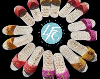 Filipiniana Abaca Slippers - designs vary (choose from pink, purple, blue or beige) - message seller for desired color