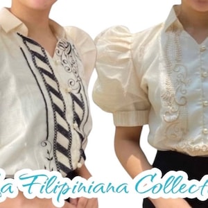 Filipiniana Ladies Barong with Puffy Sleeves, designs may vary (Philippine size, runs small - pls check size chart on photos)