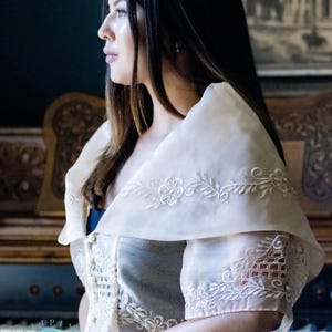 Filipiniana Maria Clara top - designs may vary (Philippine size, runs small. Pls see size chart on photos)