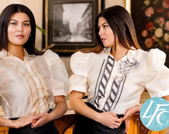 Embroidered Organza Filipiniana Barong, Puffy Sleeves