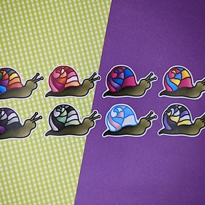 LGBT+ Pride Snail Sticker, Slug, Garden, Stationery, Kawaii, Planner, Bullet Journal, Sticker Flake (Single or Discounted 3 Pack)