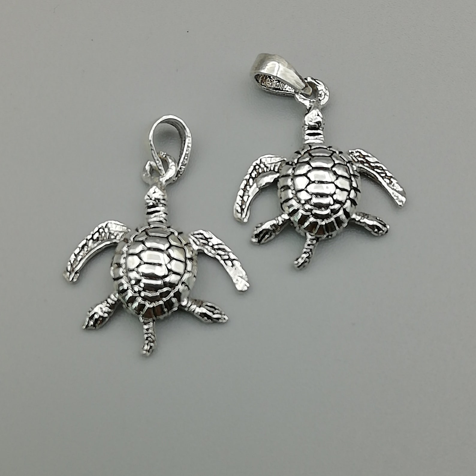 2 Sterling Silver Turtle Pendants 925 Sterling Silver Etsy