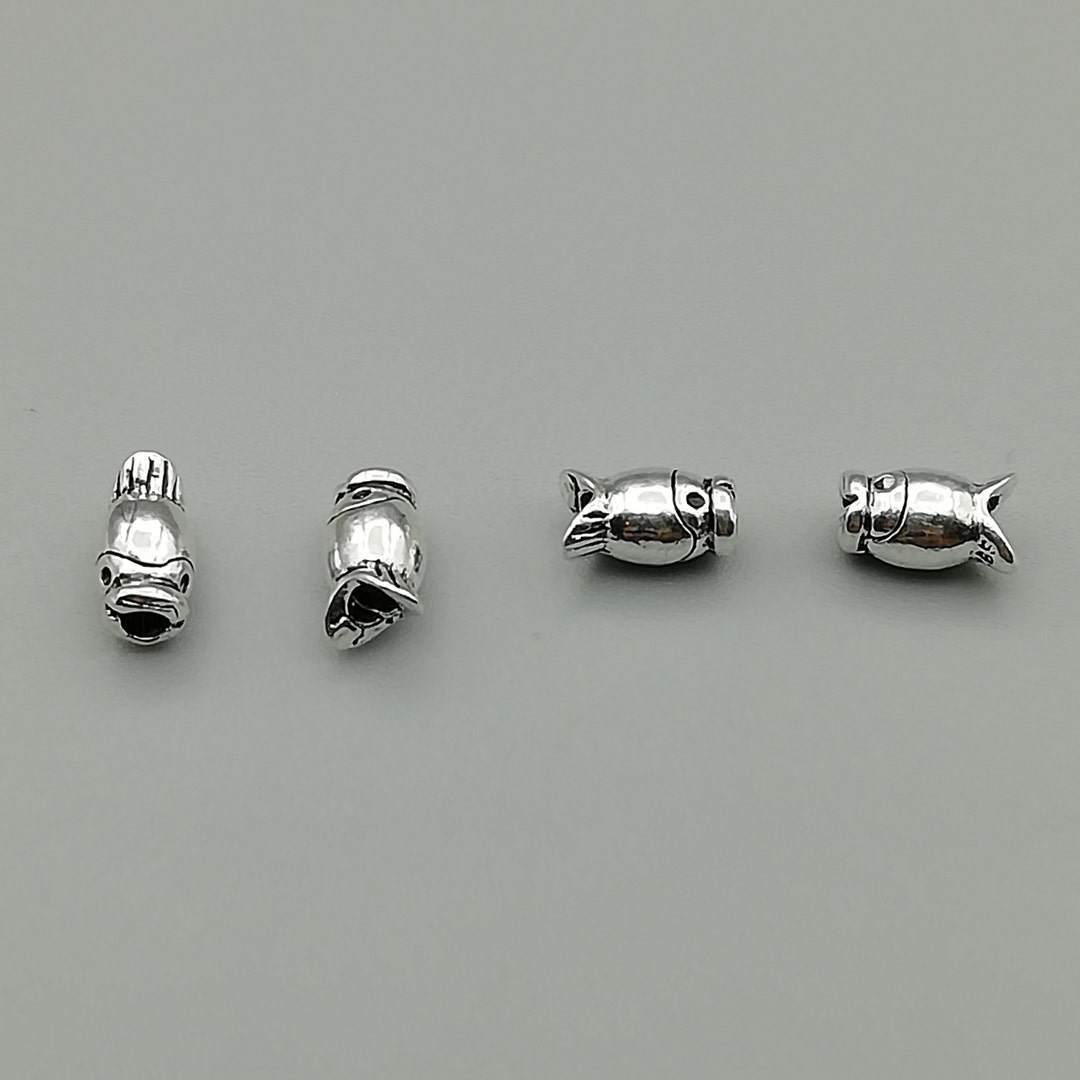 7 Sterling Silver Fish Beads 925 Sterling Silver Beads Etsy