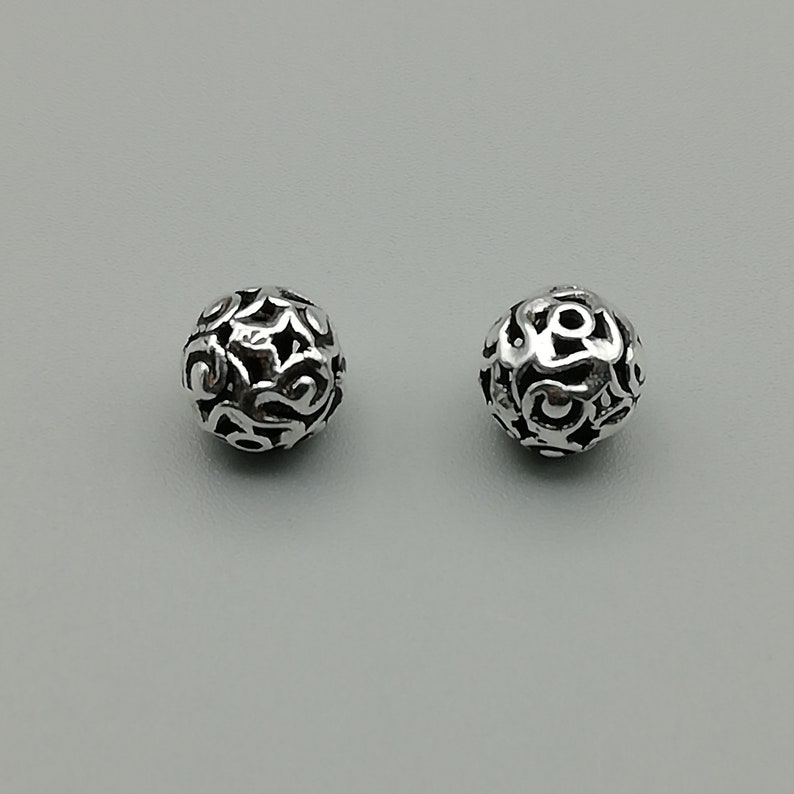 2 Sterling Silver 8mm Filigree Beads 925 Sterling Silver Etsy