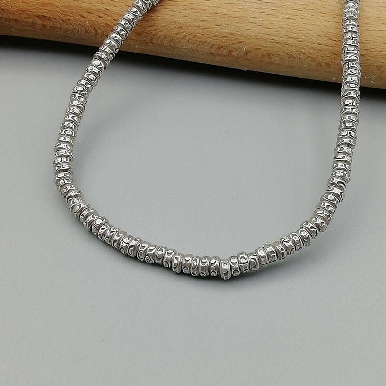 30 Sterling Silver Tiny Stamped Beads Silver Donut Beads Etsy
